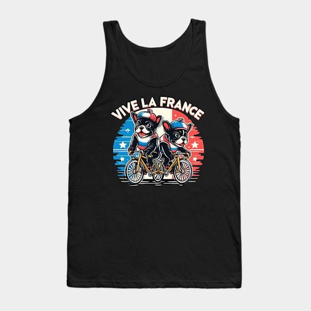 French Bulldog Puppies Racing Bikes Vive le France #2 Tank Top by Battlefoxx Living Earth